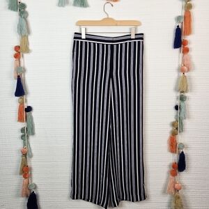 Ann Taylor Navy and White Striped Wide Leg Pants